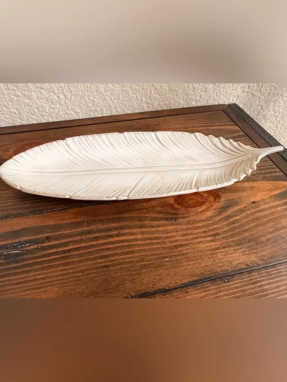 Pier 1 Cream Stoneware Dish with Black Stamp